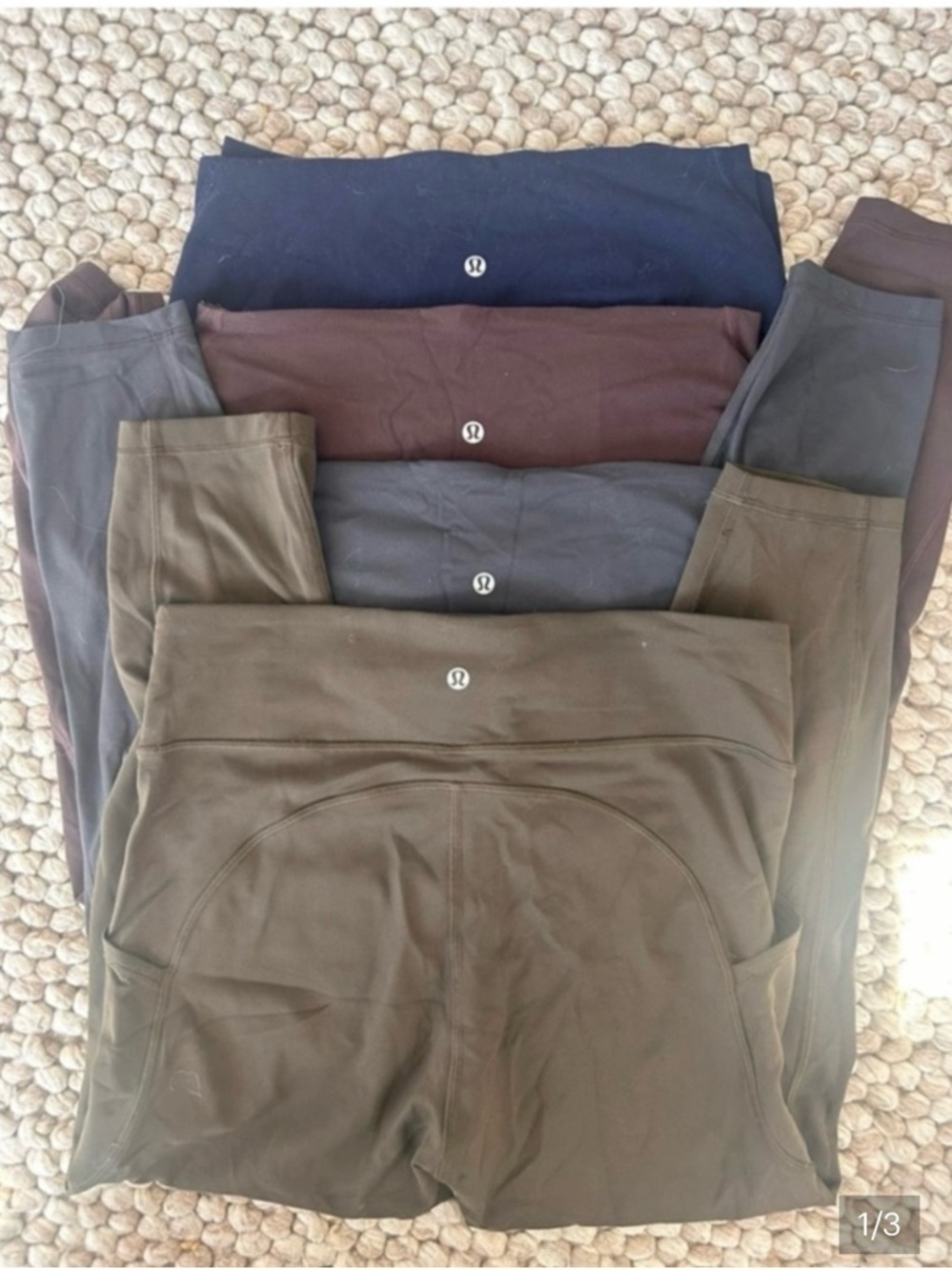 1 Lululemon High-Rise Leggings in Olive, Gray, Navy, Plum (choose 1 color)